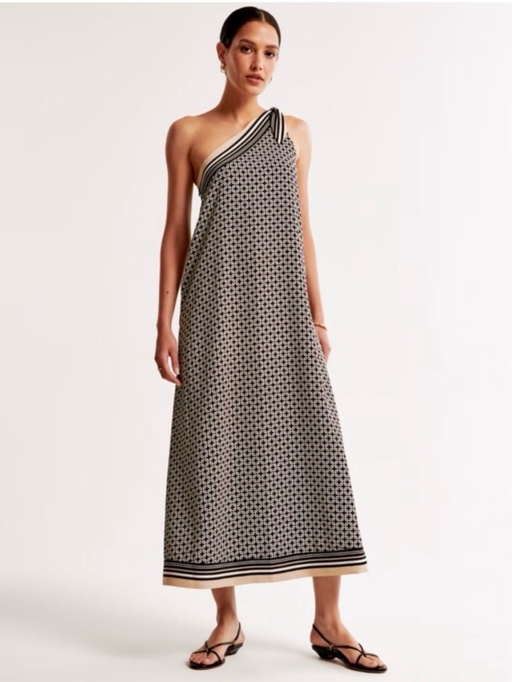 Abercrombie & Fitch One-Shoulder Scarf Midi Dress
